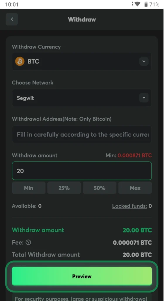 Confirm Withdrawal